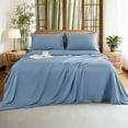 thumbnail image 5 of Sonoro Kate 100% Organic Luxurious Bamboo Sheets, King Sheet Set 4-Piece with 16" Deep Pocket, Silky Smooth Luxury Bed Sheets, Lake Blue, 5 of 8