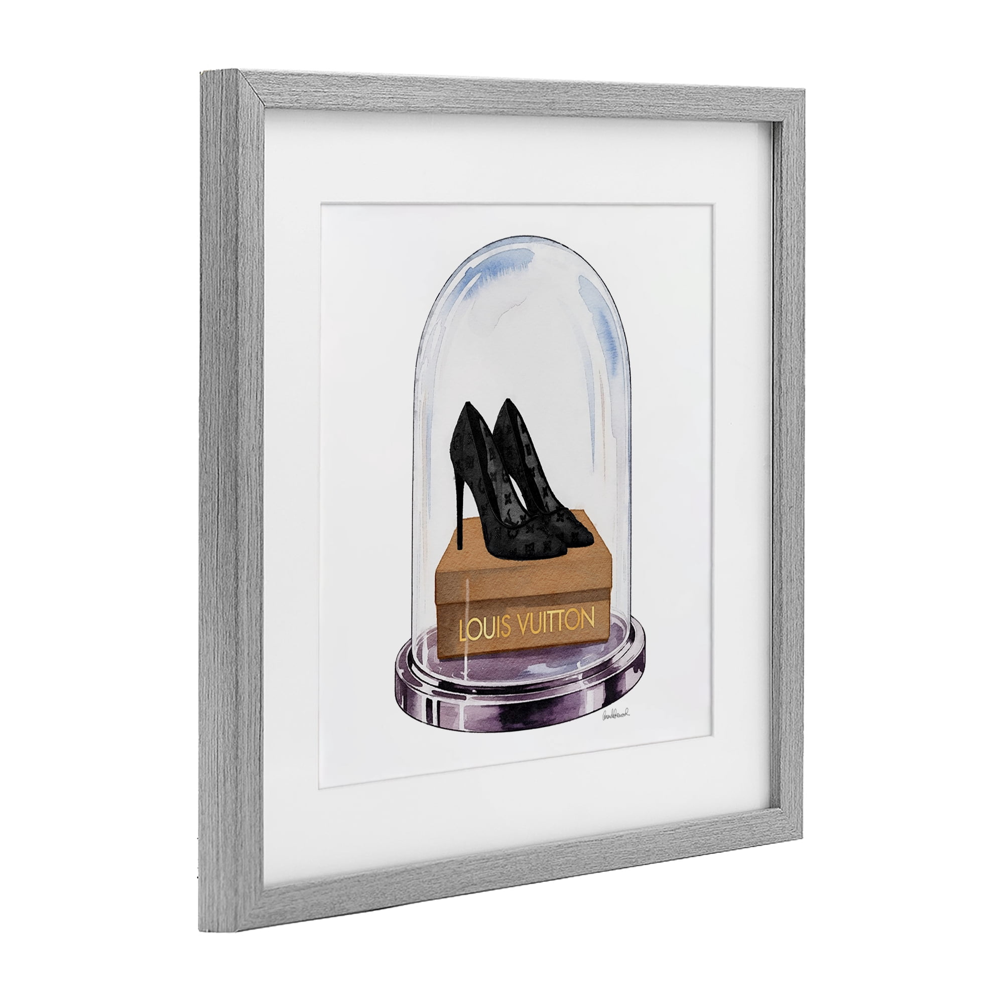 Stupell Industries Black Heels in Bell Jar Gray Framed Print Under Glass, design by Amanda Greenwood
