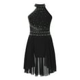 thumbnail image 3 of Zaldita Girls Sleeveless Sequins Ballet Latin Salsa Dance Dress Asymmetrical Chiffon Modern Contemporary Lyrical Dress Black 8, 3 of 7