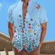 thumbnail image 3 of Camisas De Vestir Para Hombre Slim Fit Camisa de manga corta con solapa y hebilla de bolsillo con impresión digital 3D para hombre (Blue, L), 3 of 4