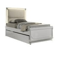 thumbnail image 2 of JERFIT Twin Size LED Upholstered Bed Frame with Crystal Acrylic Headboard, Pearl White Glam Platform Bed, No Box Spring Needed, 2 of 6