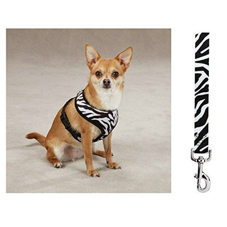 Soft Anti Pull Chest Plate Harness & Lead Combos for Dogs Matching Dog Sets !(Small Zebra Print)