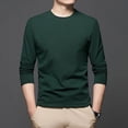thumbnail image 4 of Camiseta de manga larga de algodón blanca para hombre, primavera y otoño de 2024, informal, con cuello redondo interior, capa base para hombre, 4 of 4