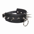 thumbnail image 3 of Mujeres Hombres Pu Cuero Spike Remache Stud Collar Gargantilla Grande O-Ring Punk Rock Gargantillas Góticas Cadena De Clavícula Ajustable Vogacara AP005980-00, 3 of 6