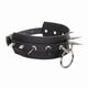 thumbnail image 3 of Mujeres Hombres Pu Cuero Spike Remache Stud Collar Gargantilla Grande O-Ring Punk Rock Gargantillas Góticas Cadena De Clavícula Ajustable Serendint AP005980-00, 3 of 6
