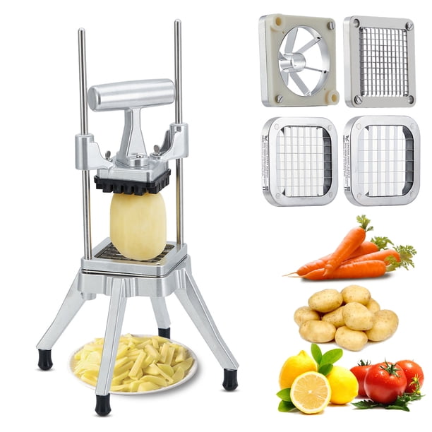 QinaQin Cortador manual de verduras y frutas tipo prensa, de aluminio resistente, ideal para papas, cebolla, jitomate y otros alimentos en cocina o negocio
