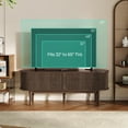 thumbnail image 3 of LINSY HOME Fluted TV Stand for TVs up to 65", Mid-Century Home Entertainment Center with Sliding Tambour Door and Adjustable Shelves, Walnut, 3 of 10