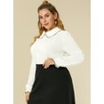 thumbnail image 4 of BluCuello Peter Pan Volante Mangas Largas Botones ArriCamiTalGrande PaMujer Blanco 4X, 4 of 6
