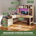 thumbnail image 5 of Uforic L Shape Desk with LED Light & Hutch,  Home Office Computer  Desk Executive Desk with Drawers, 5 of 9
