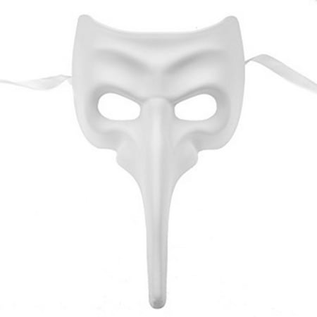 White Long Nose Bird Mardi Gras Masquerade Venetian Mask Plastic