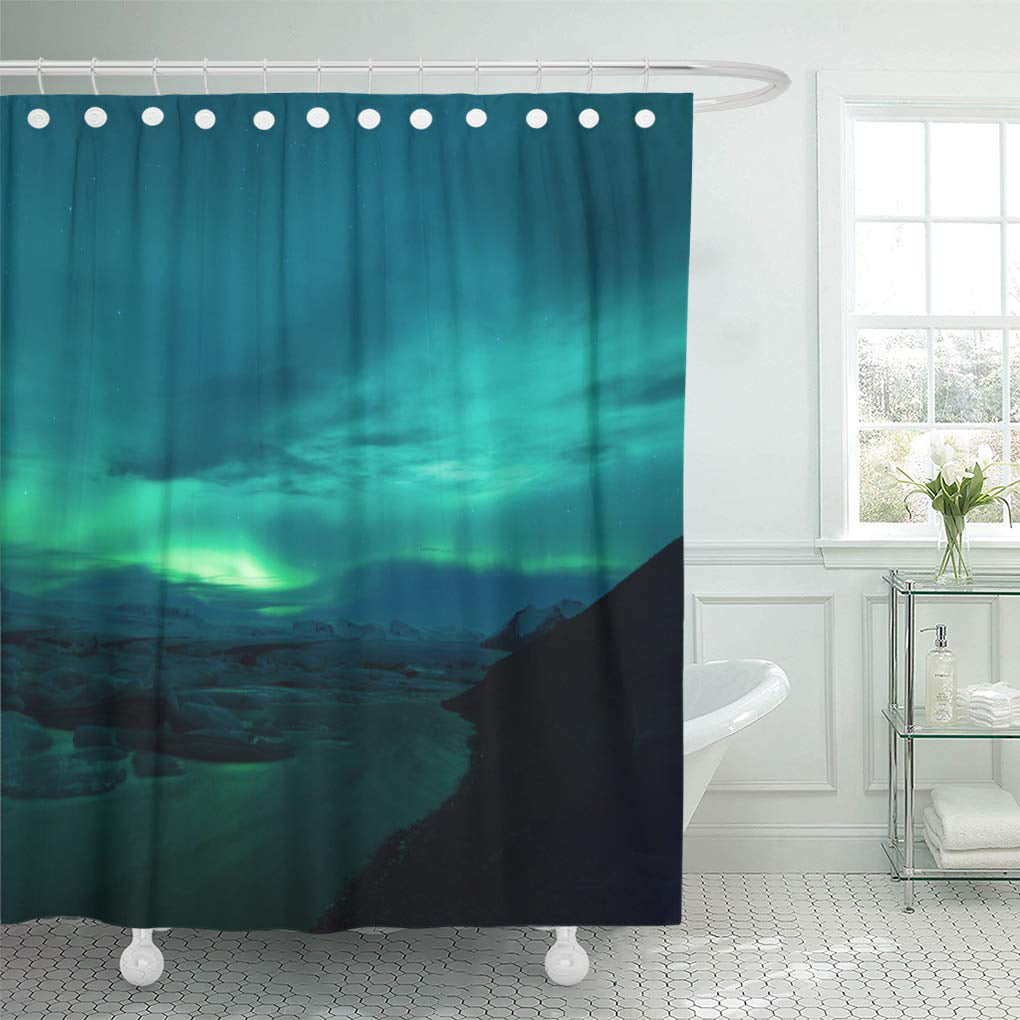 Glacier Shower Curtain 60x72 Inch, Aurora Borealis Shower Curtain