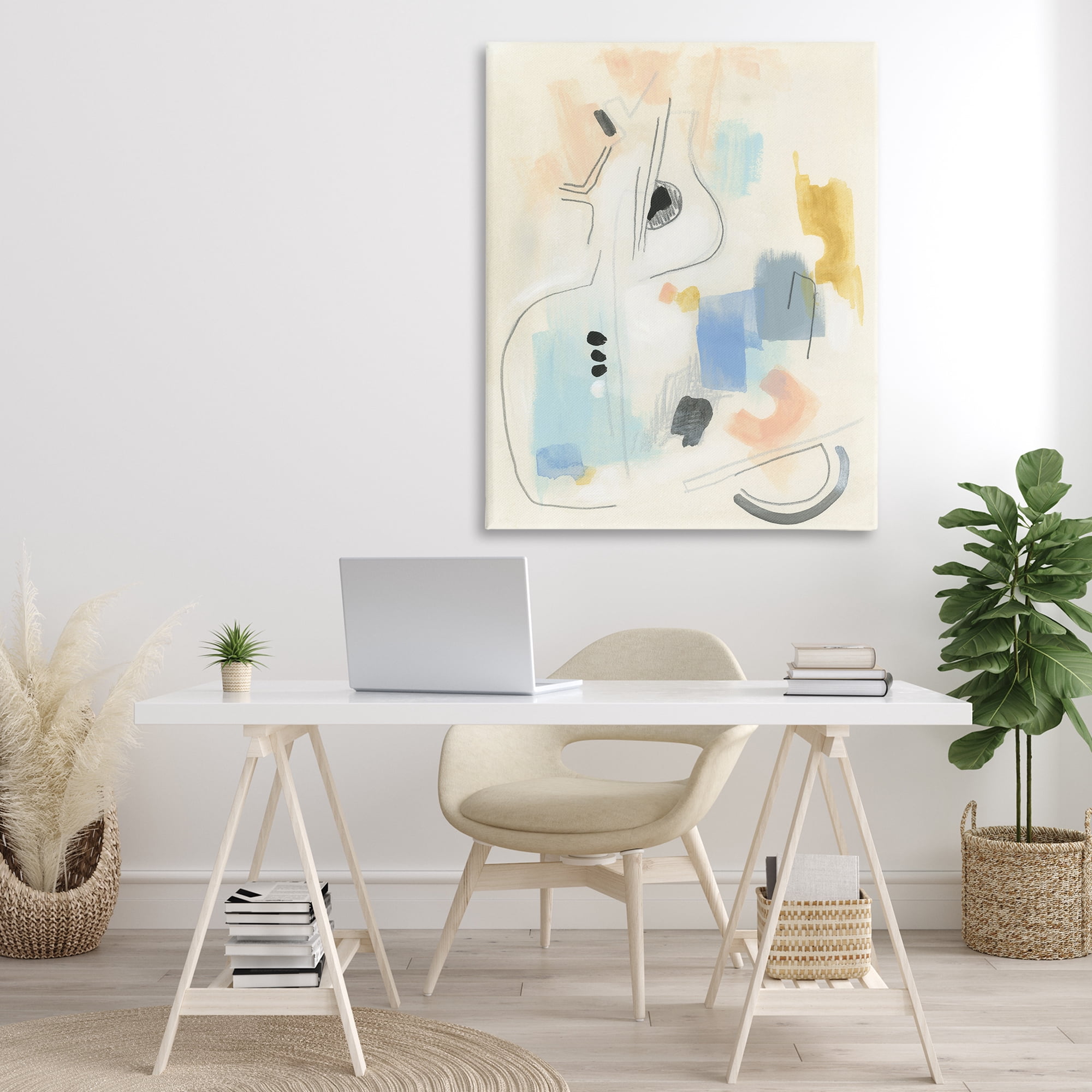 Stupell Industries Funky Modern Pastel Abstraction Abstract Painting Gallery Wrapped Canvas Art Print Wall Art, 36 x 48