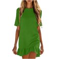 thumbnail image 4 of SOOMLON Mini Sundresses for Women Plus Size Short Sleeve Ruffle Mini Dress Tunic Waffle Sundress Fashion Tshirt Dress, 4 of 6