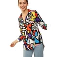 thumbnail image 4 of Blouses pour Femmes Mode, Chemises Décontractées à Manches Longues Boutonnées, TP-3TG (Rouge Jaune Mix Couleurs, Large), 4 of 4