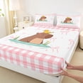 thumbnail image 4 of Erosebridal Kids Cute Capybara Bed Sheets, Pink Bow Buffalo King Sheets, 4 Pieces, 4 of 5