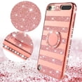 thumbnail image 2 of Compatible for Apple iPod Touch 6 Case, iPod Touch 5 Case, SOGA Cute Girl/Women Rhinestone Bumper Sparkling Glitter Bling Diamond Phone Cover with Magnetic Ring Stand - Rose Gold Strip, 2 of 6