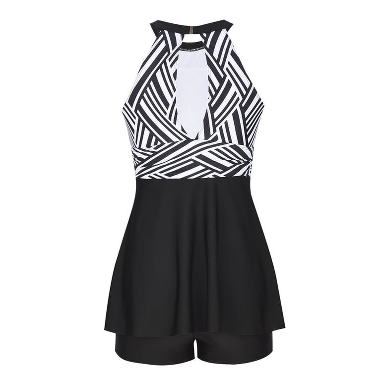 black and white swim dress Women's Aspen Sunrise Long Sleeve Swim Dress main image 1