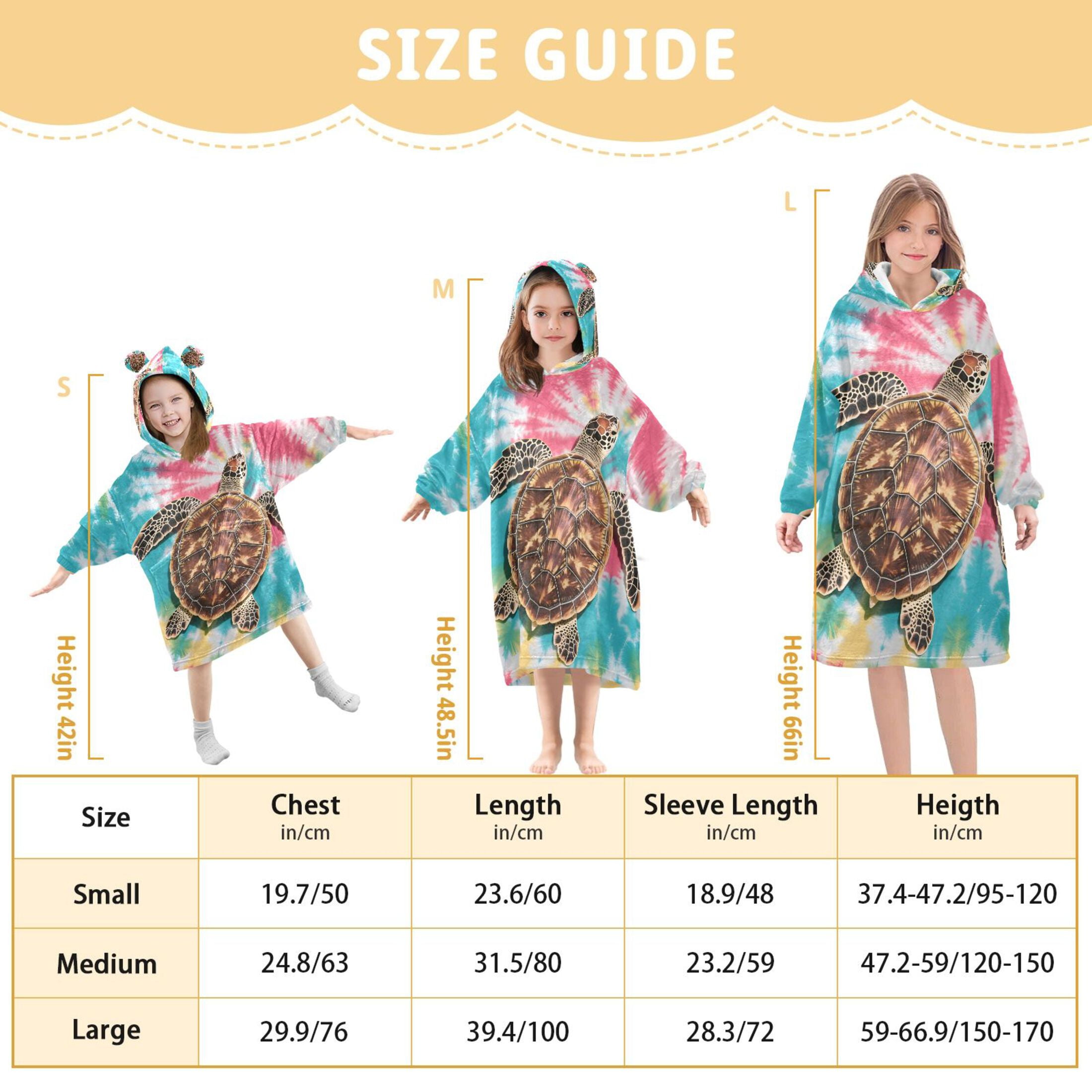 joogoo Wearable Blanket Hoodie Turtle Tie Dye for Flannel Sherpa Pocket 3-14 YR S