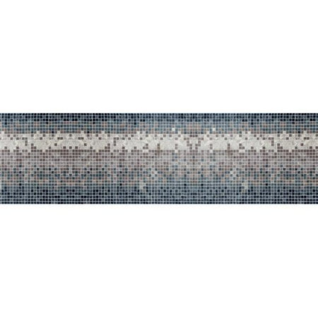 Aqua Titanium Necklace - 3 x 9 ft. Titanium Collection Mosaic Woven Area Rug, Aqua