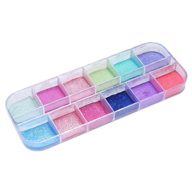 12 colores de purpurina ultrafina para decoración de uñas, polvo brillante, pigmento para recubrimiento en polvo, bricolaje para hombre