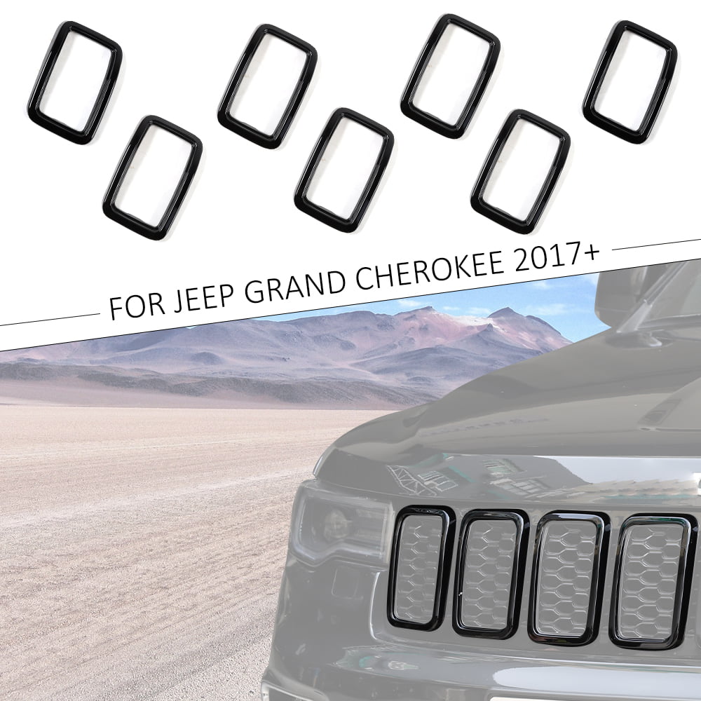 CheroCar Front Grill insters Cover for Jeep Grand Cherokee 2017-2020 Black 7pcs/Set Exterior Accessories 