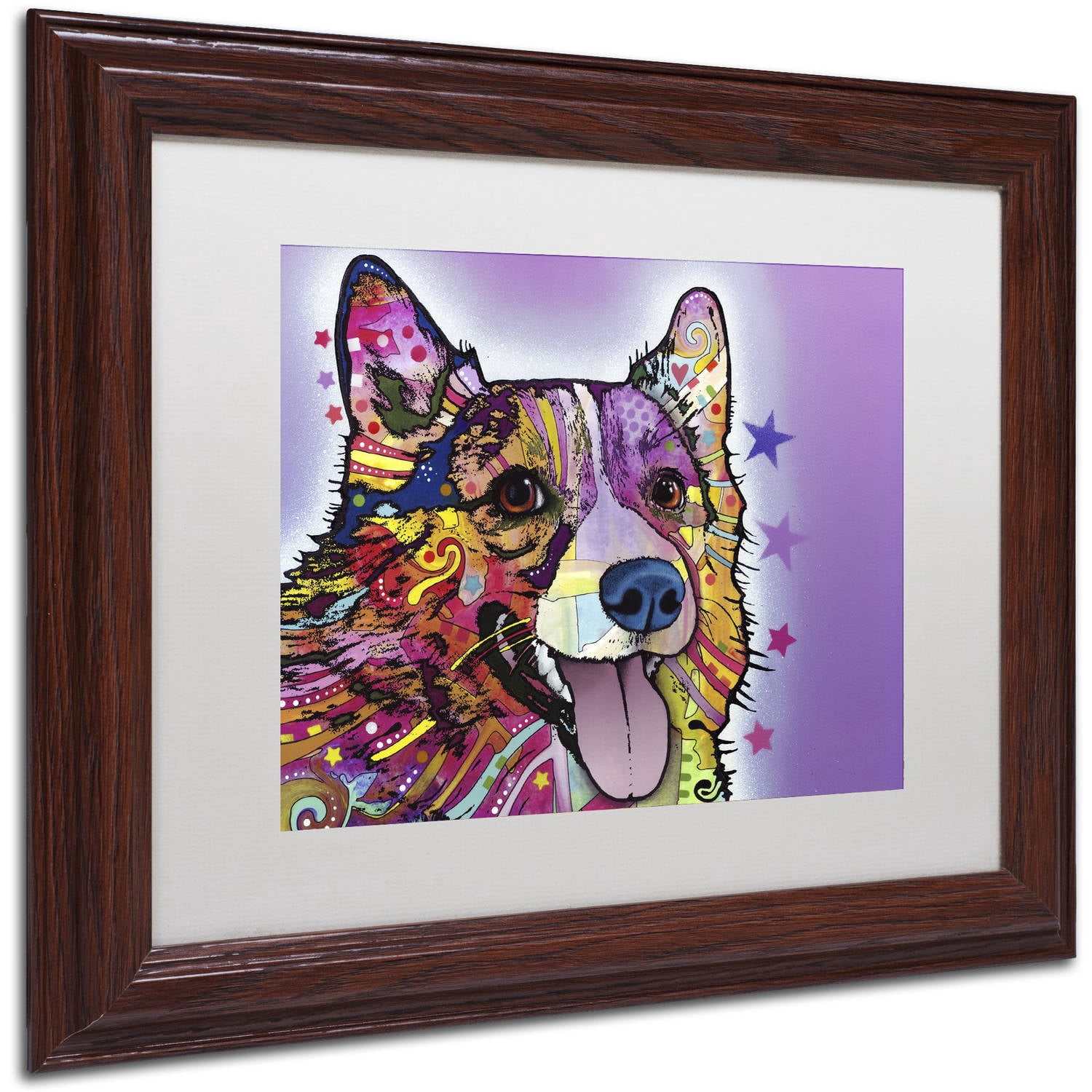 Trademark Fine Art "Corgi" Canvas Art by Dean Russo, White Matte, Wood Frame
