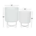thumbnail image 3 of CosmoLiving by Cosmopolitan White Metal Indoor Outdoor Indoor Outdoor Planter, Set of 2 16", 13"H, 3 of 10