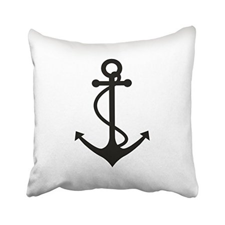 Winhome Square Throw Pillow Covers Retro Classic Black Anchor Art