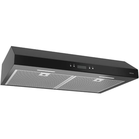 Broan-NuTone BCDJ130BL Glacier Sahale 30-inch Under-Cabinet Easy Install 4-Way Convertible Range Hood with 3-Speed Exhaust Fan and Light, Black