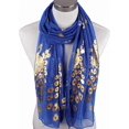 thumbnail image 4 of Cotton Scarf Women's Lightweight Scarf Fashion Peacock Gold Stamp Feather Scarves for Travel, 4 of 6
