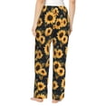 thumbnail image 3 of Daiia Scottish Blue Plaid Sunflower Women's Sleep Pant with Pockets and Drawstring,Pajama Pants-Medium, 3 of 9