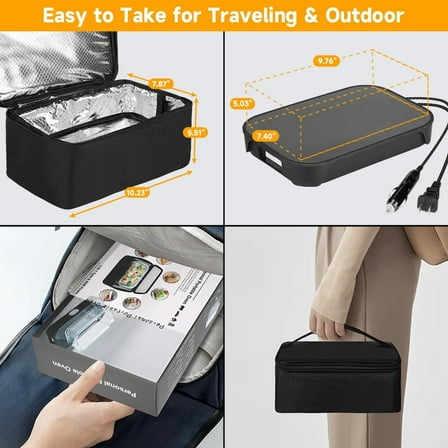 Portable Oven Food Warmer 100W, 12V/24V/110V Electric Lunch Box for Adults, Heats Meals on Office/Travel/Car/Hotel/Home