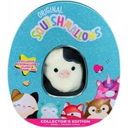 Squishmallows Official Kellytoy Collector's Tin Set with Micromallow Exclusive Pin and Trading Cards (Connor The Cow)