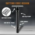 thumbnail image 3 of Viking Revolution - Long Handle Double Edge Safety Razor - Butterfly Open Razor 10 Japanese Stainless Steel Double Edge Blades - Close, Clean Shaving Razor Men., Black Long Handle, 12 Piece Set, 3 of 7