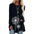 thumbnail image 1 of Fashion Dandelion Print T Shirt for Women Casual Long Sleeve Shirts Loose Tunic T-shirt Pullover Blouse Plus Size, 1 of 2