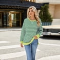 thumbnail image 4 of OBEEII Womens Casual Crewneck Sweatshirts Loose Long Sleeve Pullover Tops Shirts Plus Size Tunic Tops Split Hem Sweatshirt, 4 of 6
