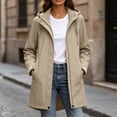 thumbnail image 2 of Ghalytn Women's Mid Length Hooded Rain Jacket with Adjustable Cuffs, Drawstring Waist Zip Up Windproof Coat Side Pockets, 2 of 9