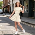 thumbnail image 2 of Glisme Girl Outfits Summer Short Sleeve Clothes Set O Neck Cartoon Prints Tops Pants Soft Wear 5-6 Years Beige, 2 of 5