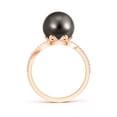 thumbnail image 2 of Angara Tahitian Cultured Pearl Ring with Diamond Loop in 14K Rose Gold for Women | June Birthstone Jewelry for Her, 2 of 7