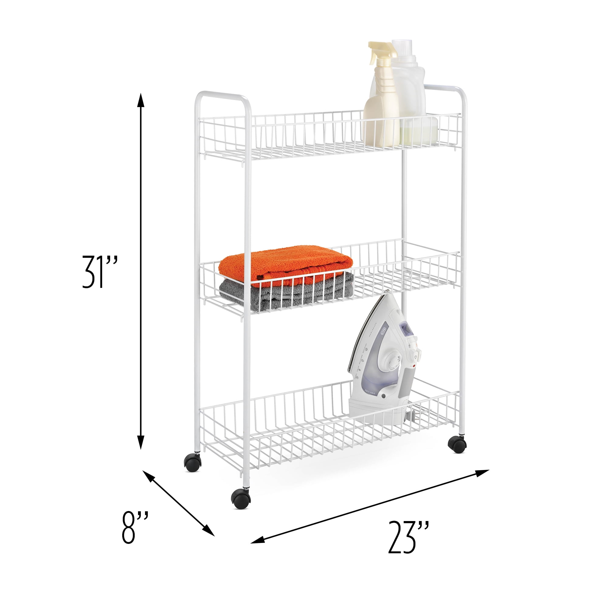 Honey Can Do 3 Tier Rolling Cart For Laundry Items White Walmart Com Walmart Com