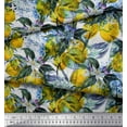 thumbnail image 3 of Soimoi Polyester Crepe Fabric Leaves & Lemon Vegetable Print Sewing Fabric Yard 42 Inch Wide, 3 of 3