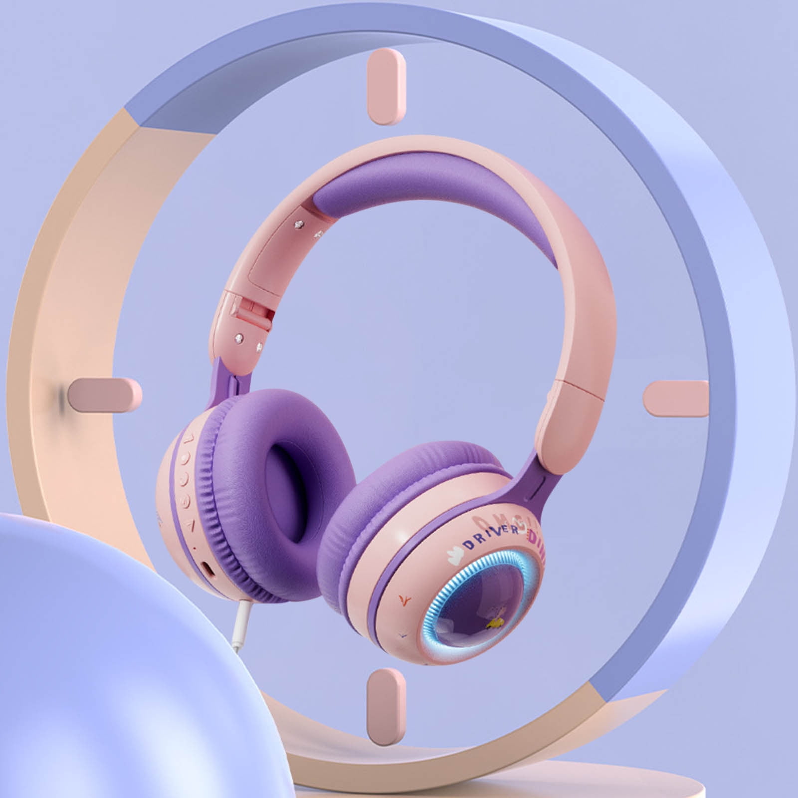 On-Ear Headphones Wired with Mic — Noise Isolating Plug in Headphones, Computer Headphones with Microphone, Headphones for Laptop, Headphones Corded, Headphones with Cord (Aux Jack 3.5mm) - Purple