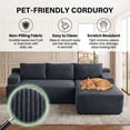 thumbnail image 6 of 96" L-Shaped Sectional Couches for Living Room, Modular Cloud Couch with Chaise, Corduroy Deep Seat Boneless Sofa, No Assembly, Dark Gray, 6 of 7