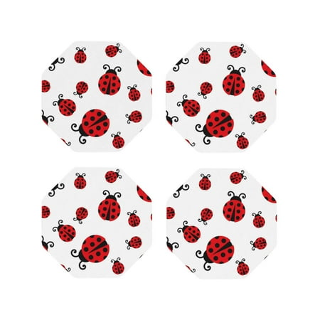 

Tideii Fly Flying Ladybug for Leather Coasters 4 Pieces Anti-fouling and Anti-scalding Decorative Coasters Suitable for Restaurants Kitchens Coffee Shops-Octagon