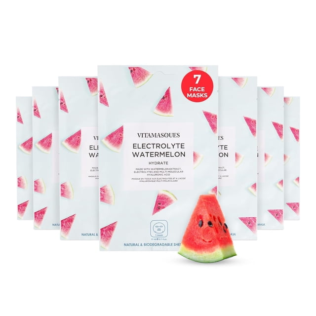 Mascarilla facial Vitamasques Electrolyte Watermelon, paquete de 7
