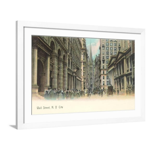 Art.com Colorized Wall Street Scene, New York City Art Print, White Frame Wall Art, 44" x 32"
