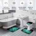 thumbnail image 5 of Teal Black Floral Bath Mat 3 Piece Bathroom Rug Set, Modern Minimalist Ombre Botanical Non Slip Bath Rug Contour Mat and Toilet Lid Cover, Absorbent Shower Mats Soft Bath Rugs and Mats Sets, 5 of 8