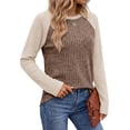 thumbnail image 2 of Fantaslook Color Block Long Sleeve Shirts for Women Lightweight Fall Sweaters Dressy Casual Tunic Tops, 2 of 10