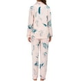 thumbnail image 3 of Unique Bargains Women's Pajama Satin Silky Floral Shirt and Pants 2pcs Sleepwear Sets, 3 of 5