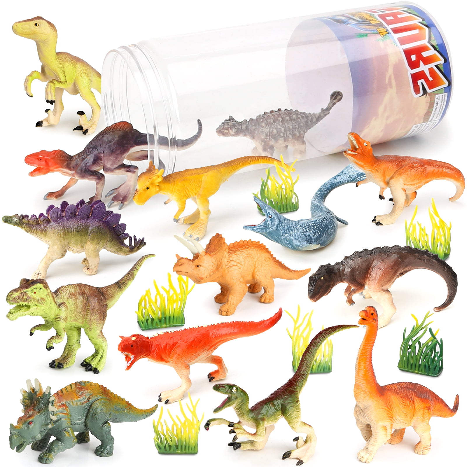 DINORUN Dinosaur Toy for Kids Realistic Plastic Dinosaur Figures Bucket of Dinosaurs Gift